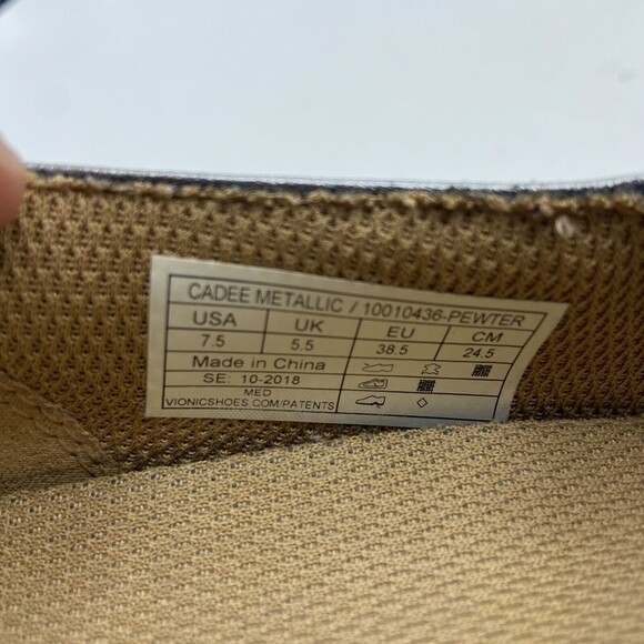 Vionic Pewter Cadee Metallic Leather Mary Jane Slip On Sneakers Size 7.5 - Picture 5 of 6